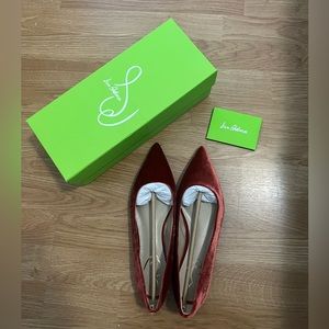 SAM EDELMAN WANDA POINTED TOE FLAT IN CANYON ORANGE VELVET